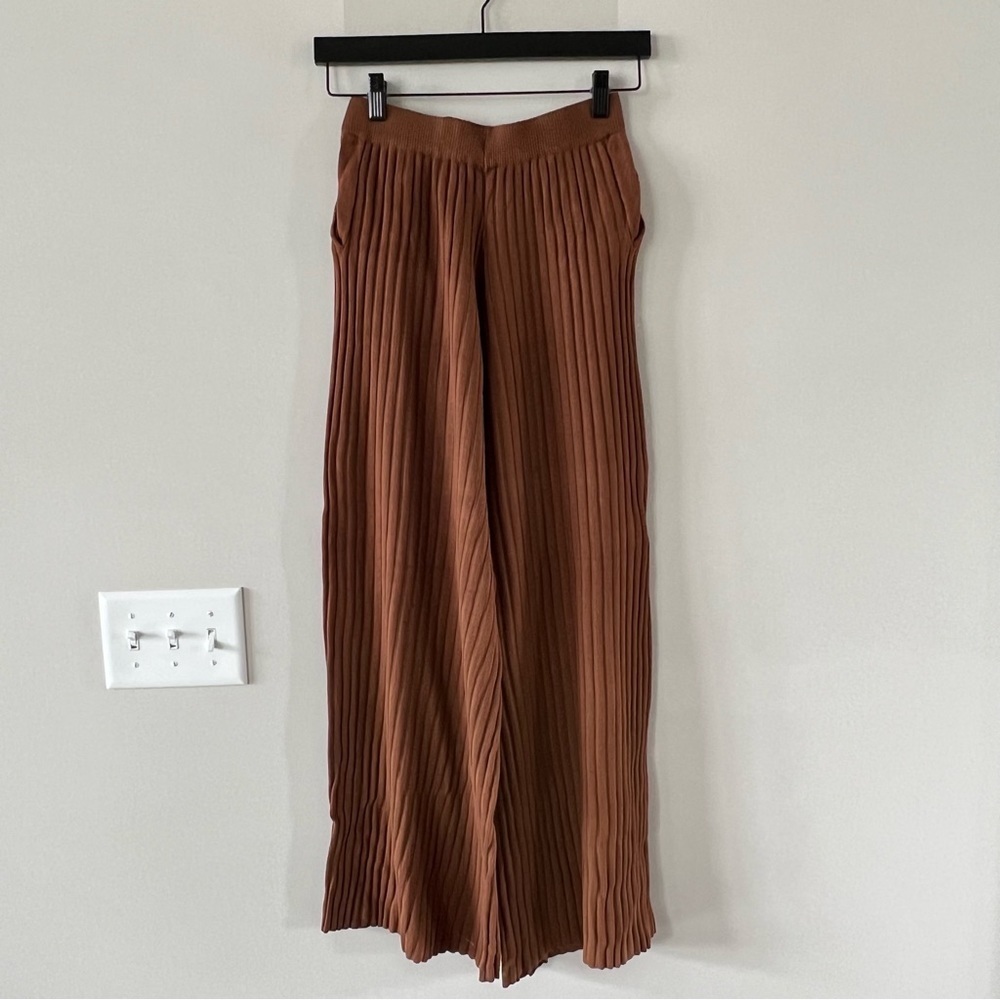 Like new! Princess Polly ALLEN Wide Leg Ribbed Pants - BROWN - Picture 8 of 11